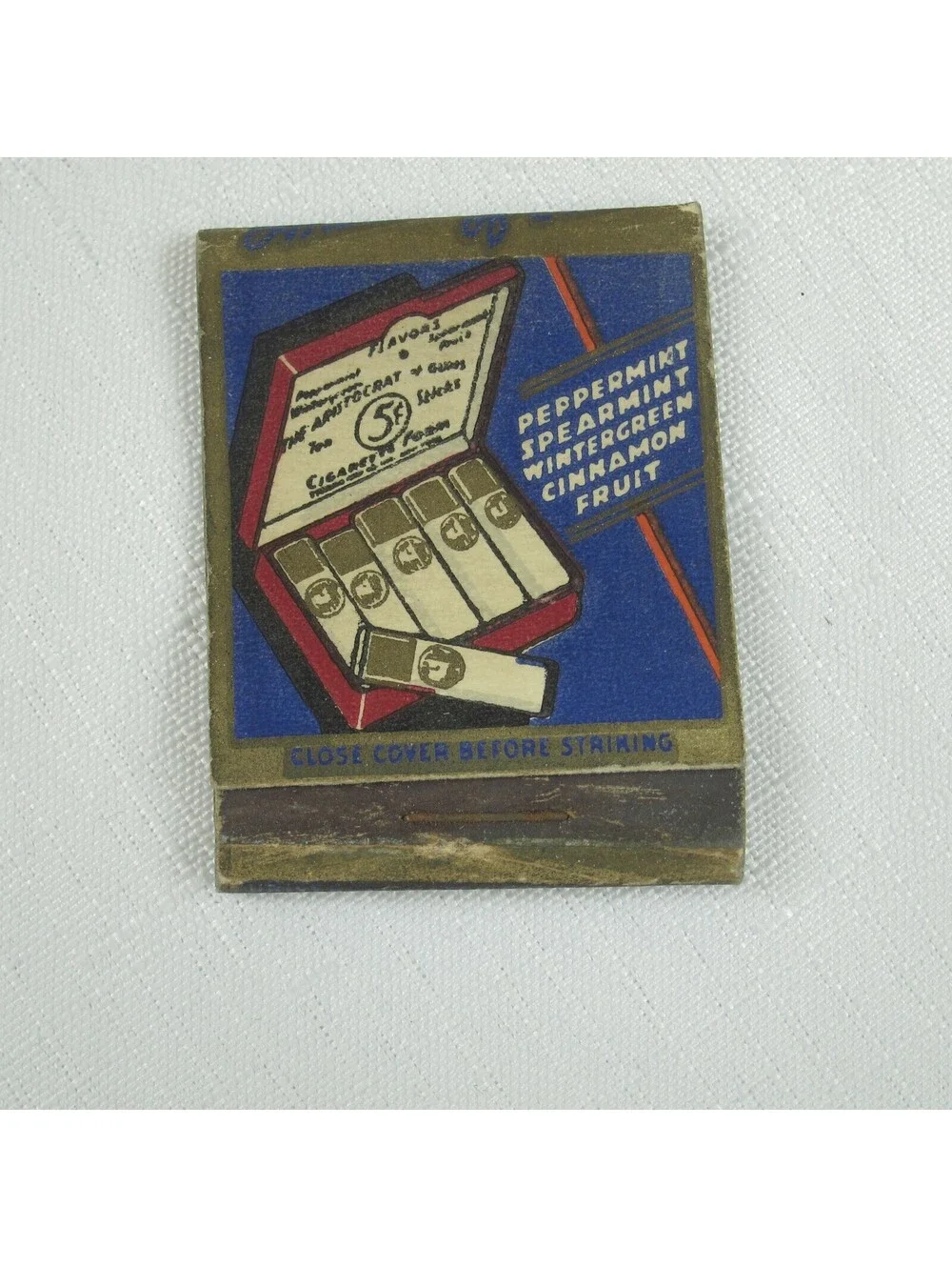 2 Vintage Matchbook Covers Gold Tip Gum Cigarette Form & Teaberry Chewing Gum